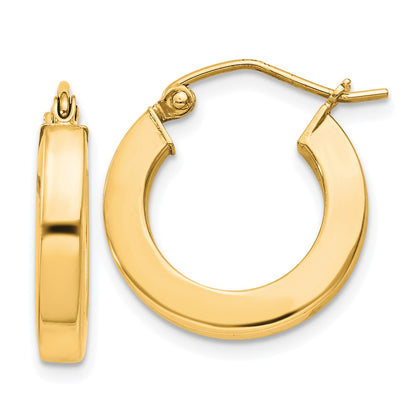 Sterling Silver Flash Gold-Plated 3x17mm Square Tube Hoop Earrings