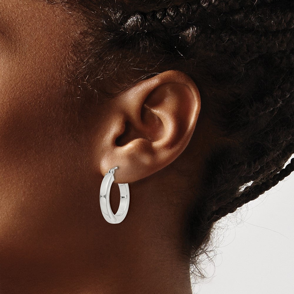 Sterling Silver 3x20mm Square Tube Hoop Earrings