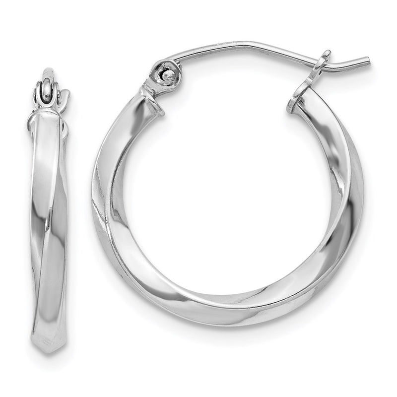Sterling Silver Rhodium-Plated Twisted 2.5X18mmhoop Earrings