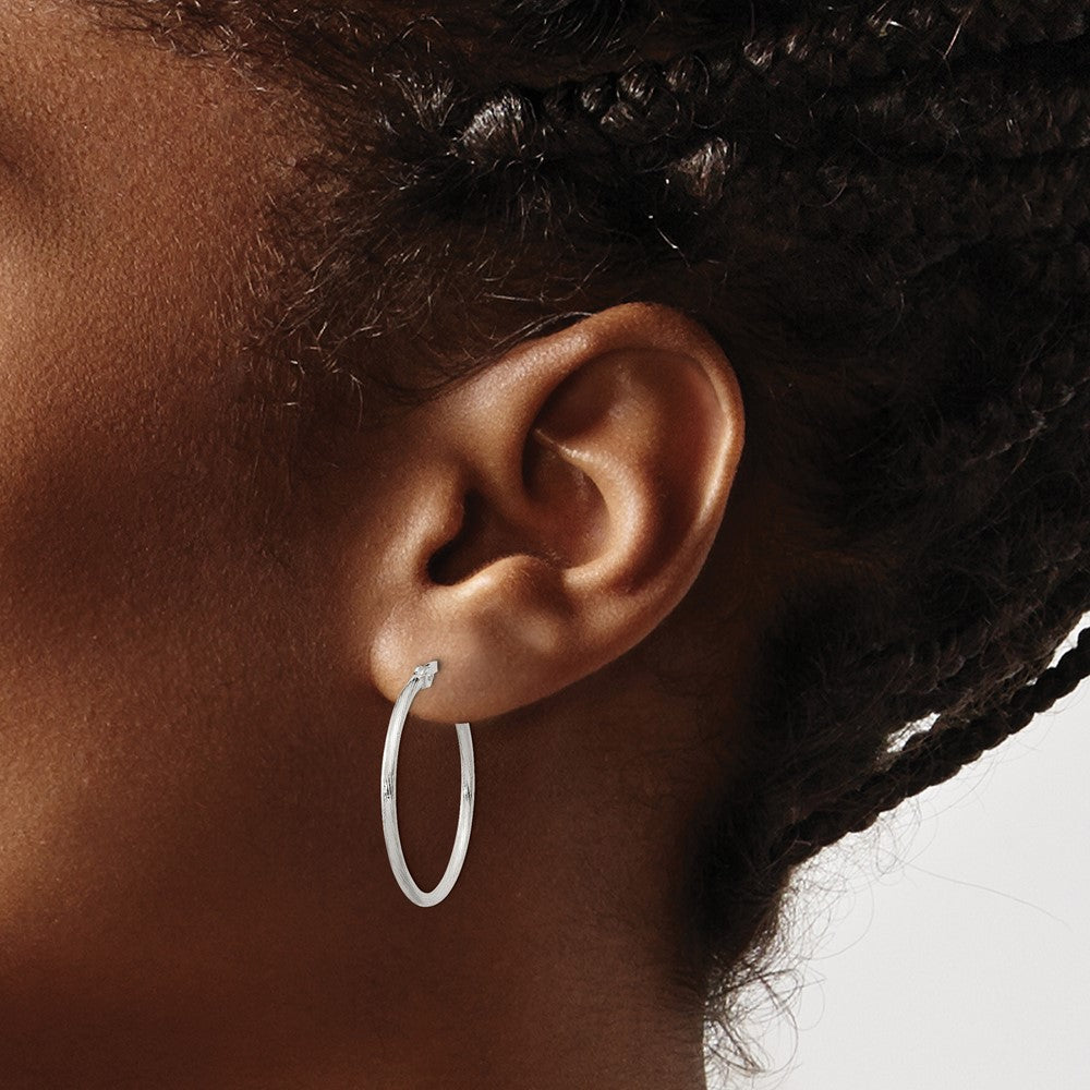 Sterling Silver Fine Twist 1.5X25mm Hoop Earrings