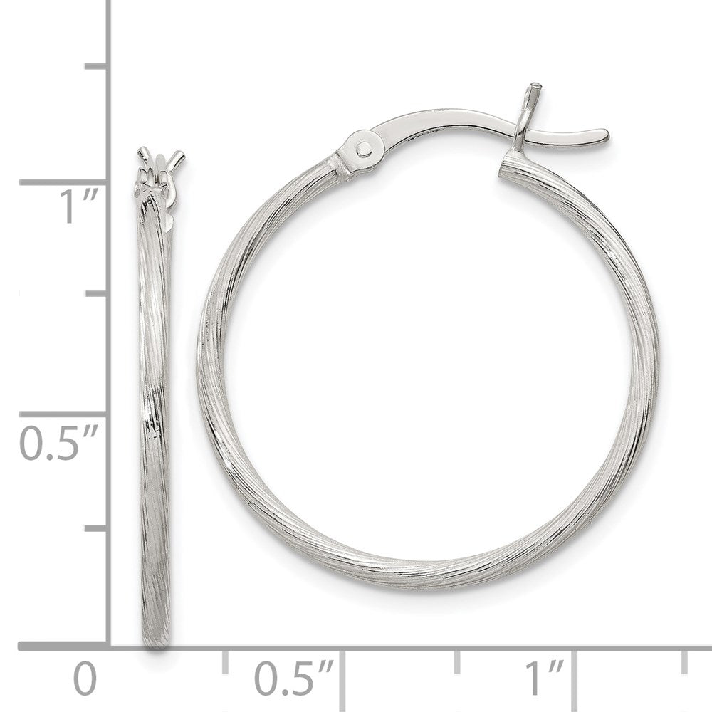 Sterling Silver Fine Twist 1.5X25mm Hoop Earrings