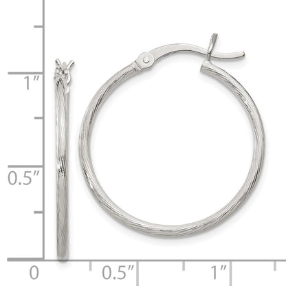 Sterling Silver Fine Twist 1.5X25mm Hoop Earrings