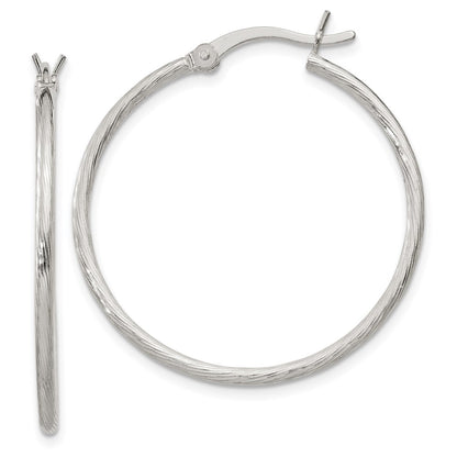 Sterling Silver Fine Twist 1.5X30mm Hoop Earrings