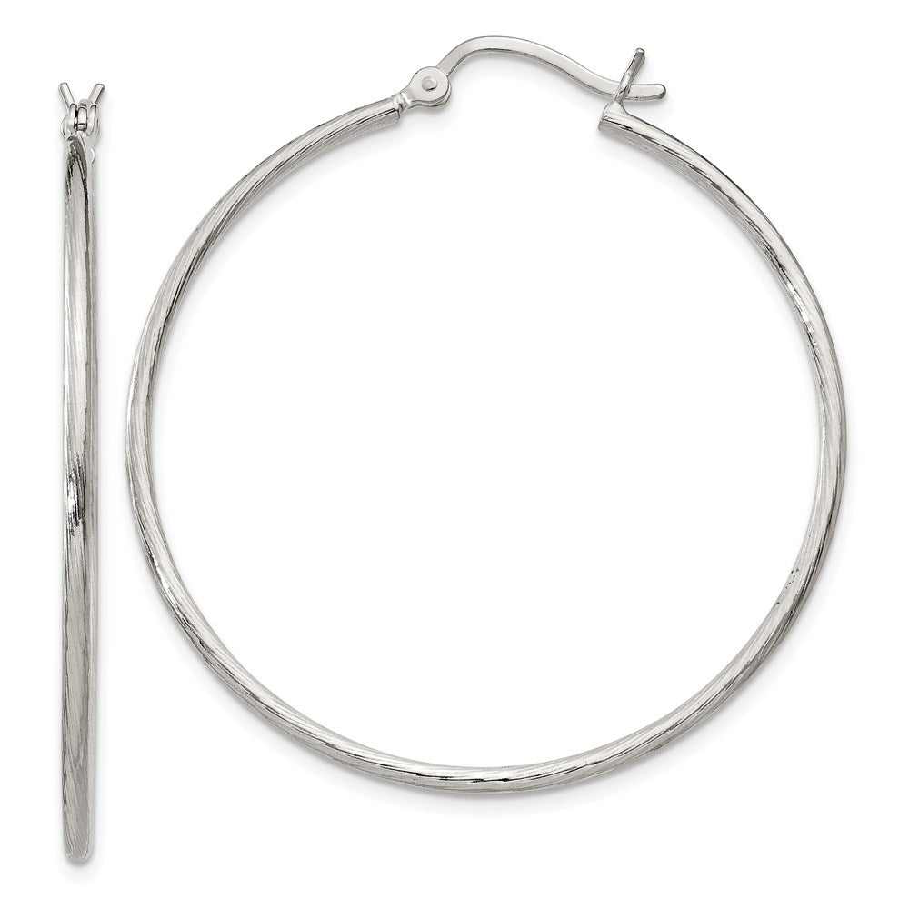 Sterling Silver Fine Twist 1.5X40mm Hoop Earrings