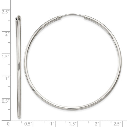 Sterling Silver 2X55mm Endless Hoop Earrings
