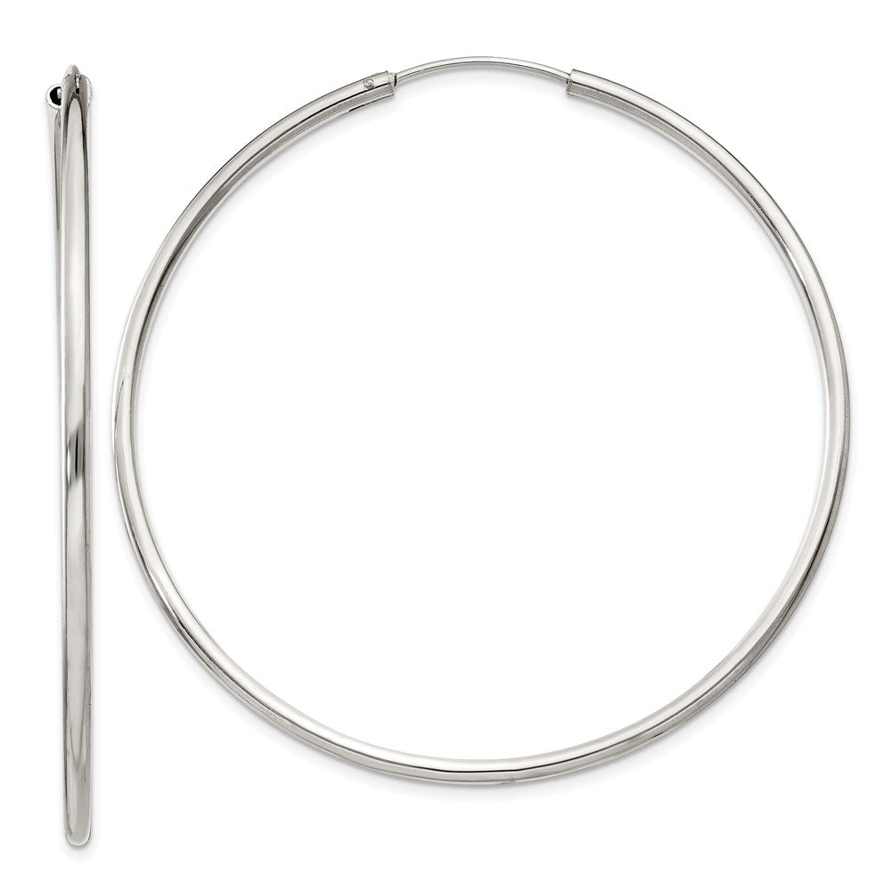 Sterling Silver 2X55mm Endless Hoop Earrings