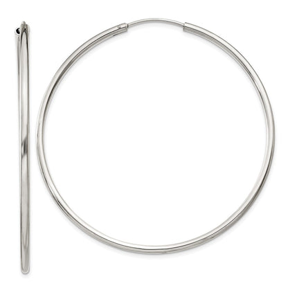 Sterling Silver 2X55mm Endless Hoop Earrings