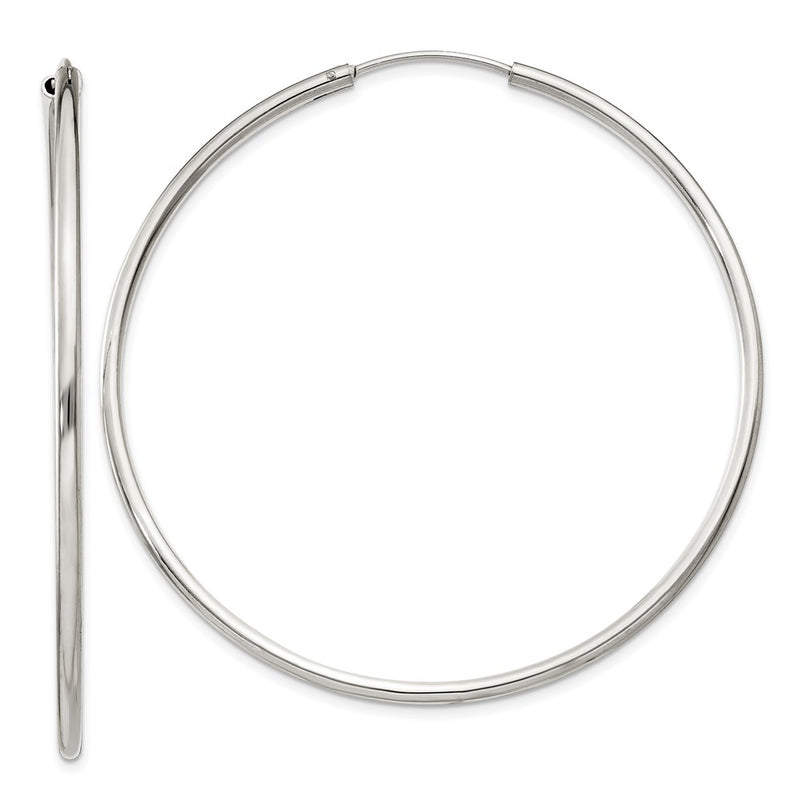 Sterling Silver 2X55mm Endless Hoop Earrings