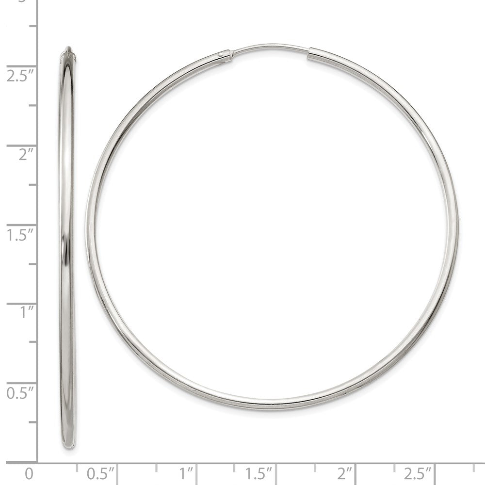 Sterling Silver 2X60mm Endless Hoop Earrings