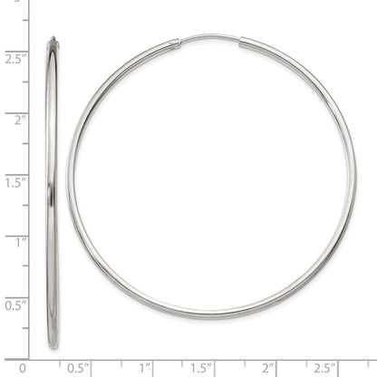 Sterling Silver 2X60mm Endless Hoop Earrings