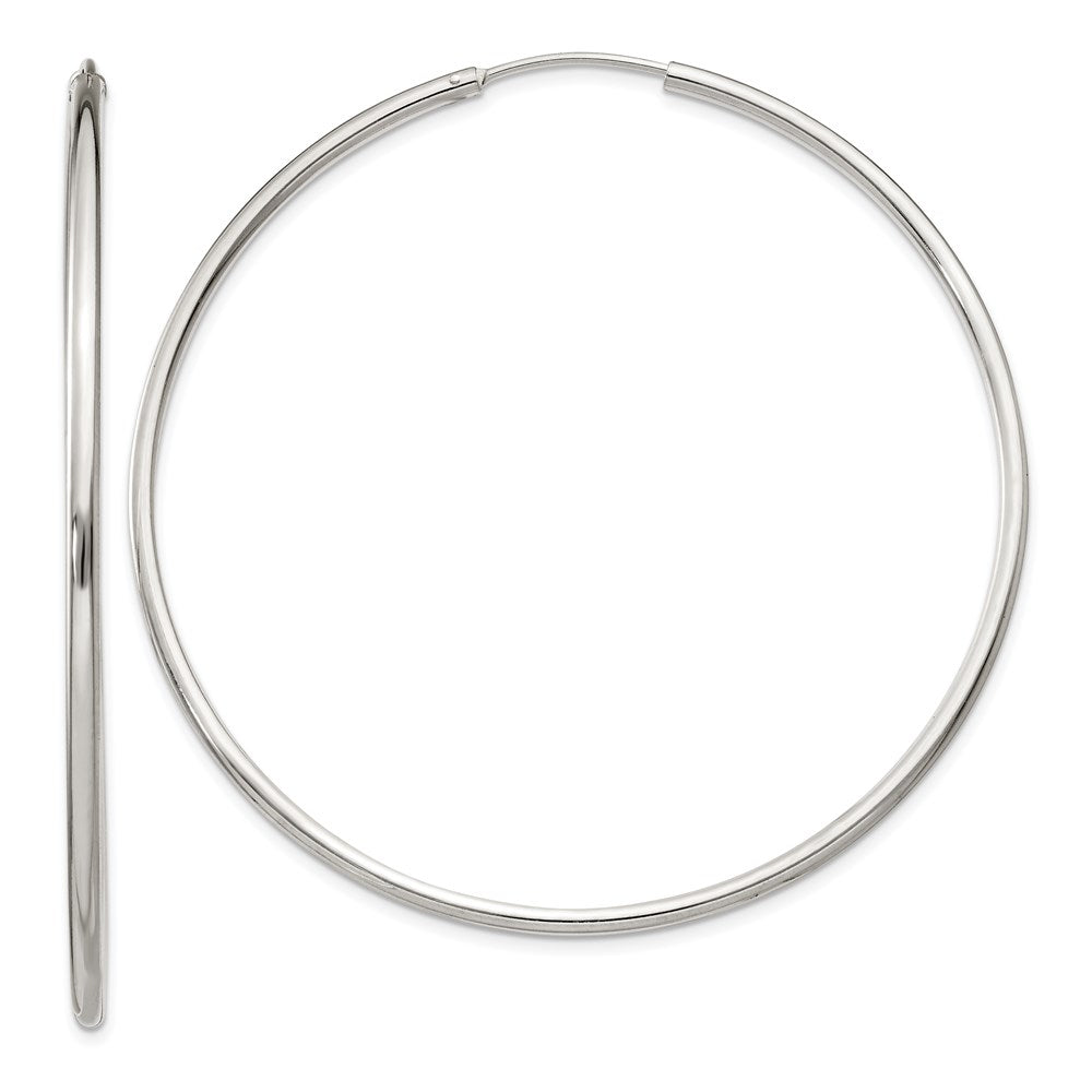 Sterling Silver 2X60mm Endless Hoop Earrings