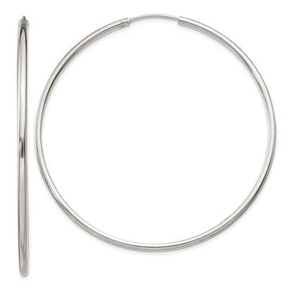 Sterling Silver 2X60mm Endless Hoop Earrings