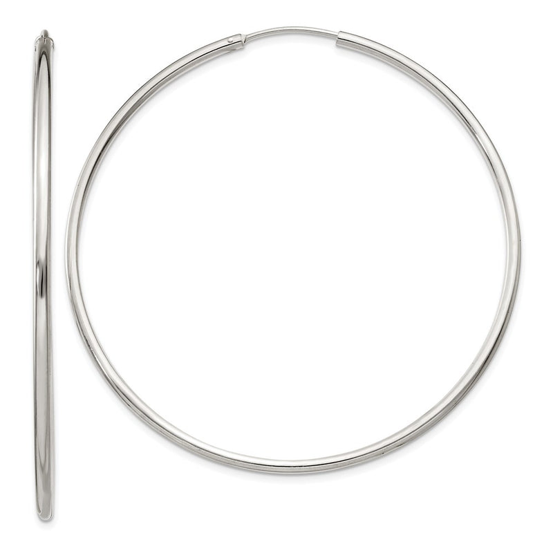 Sterling Silver 2X60mm Endless Hoop Earrings