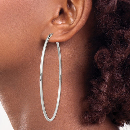 Sterling Silver 2X70mm Endless Hoop Earrings