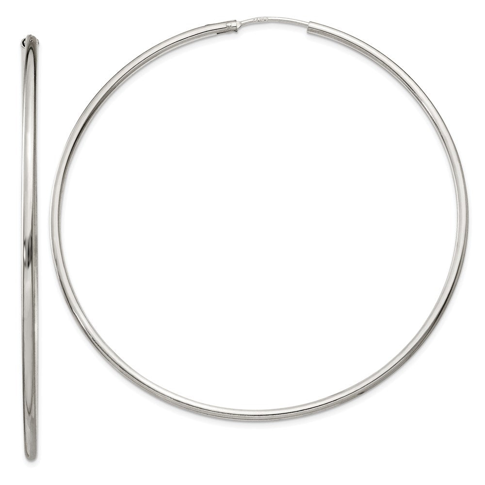 Sterling Silver 2X70mm Endless Hoop Earrings