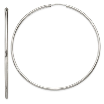 Sterling Silver 2X70mm Endless Hoop Earrings