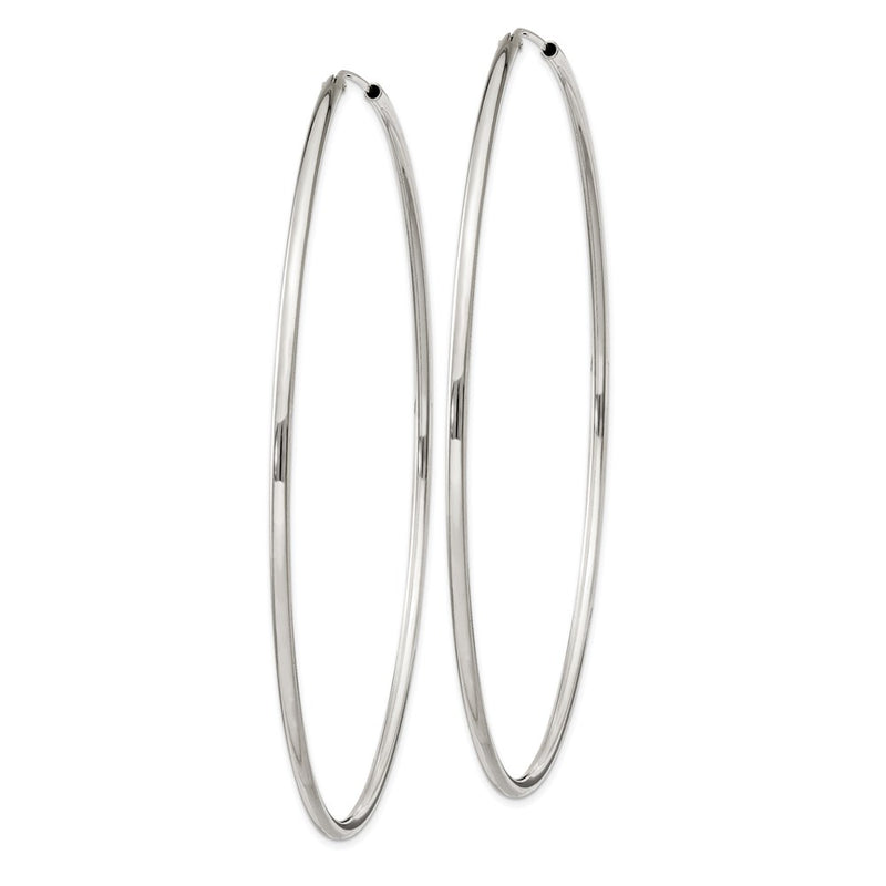 Sterling Silver 2X80mm Endless Hoop Earrings