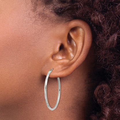 Sterling Silver D/C 2.5X35mm Endless Hoop Earrings