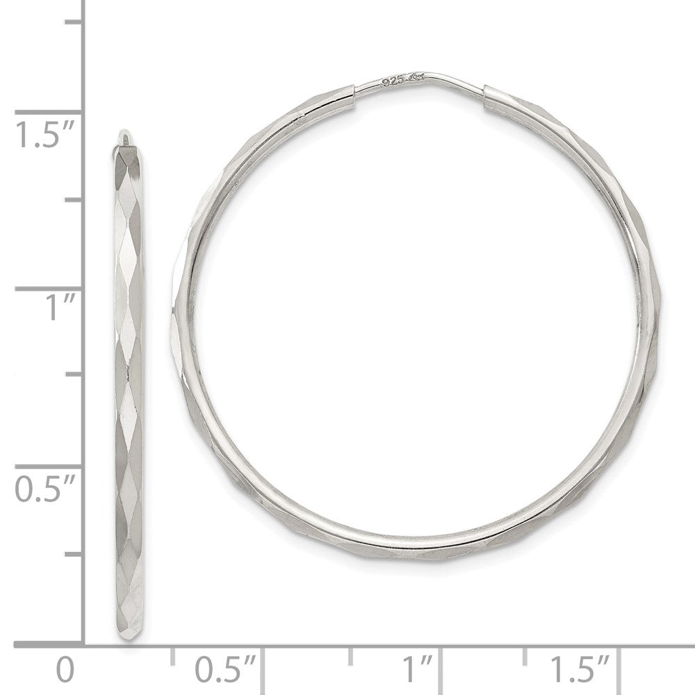 Sterling Silver D/C 2.5X35mm Endless Hoop Earrings