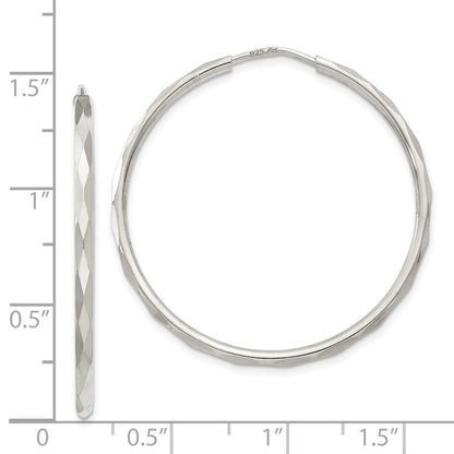 Sterling Silver D/C 2.5X35mm Endless Hoop Earrings