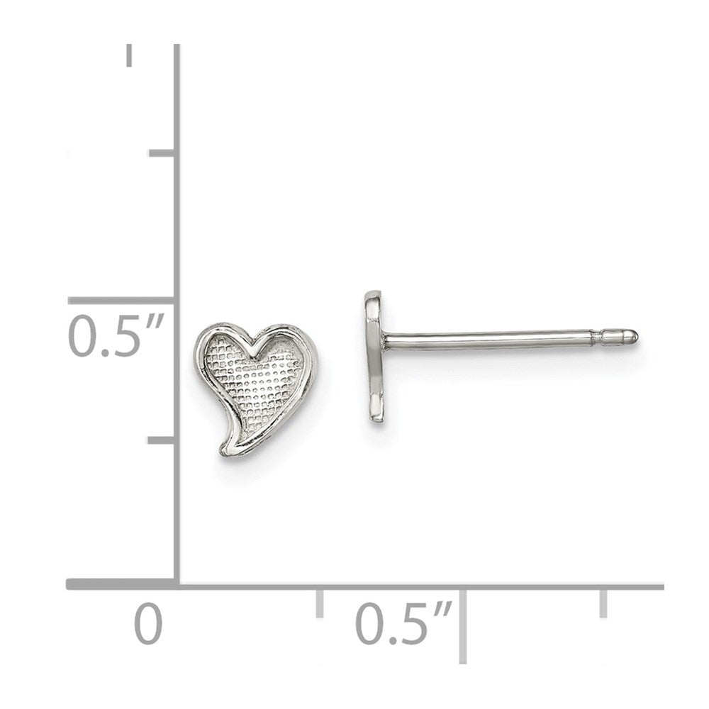 Sterling Silver Polished And Textured Heart Post Earrings
