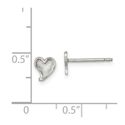 Sterling Silver Polished And Textured Heart Post Earrings