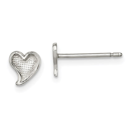 Sterling Silver Polished And Textured Heart Post Earrings