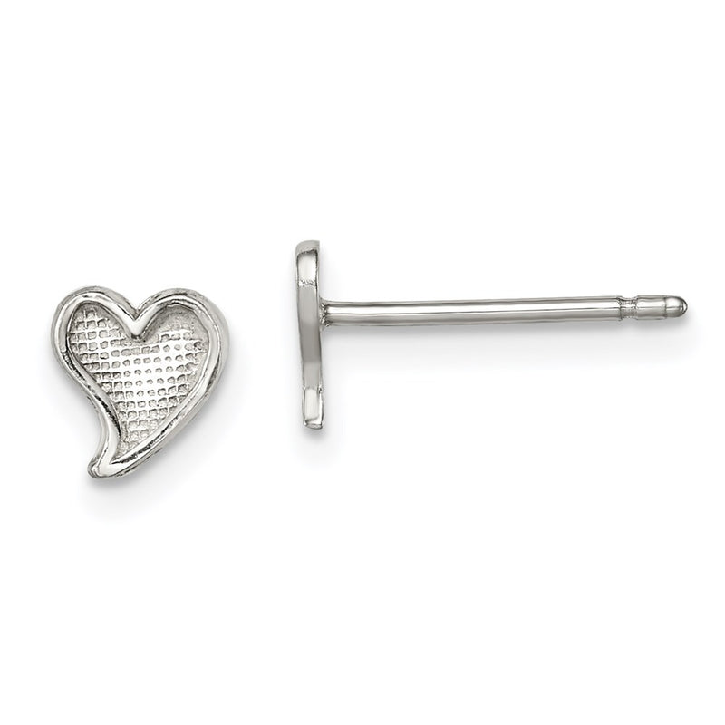 Sterling Silver Polished And Textured Heart Post Earrings