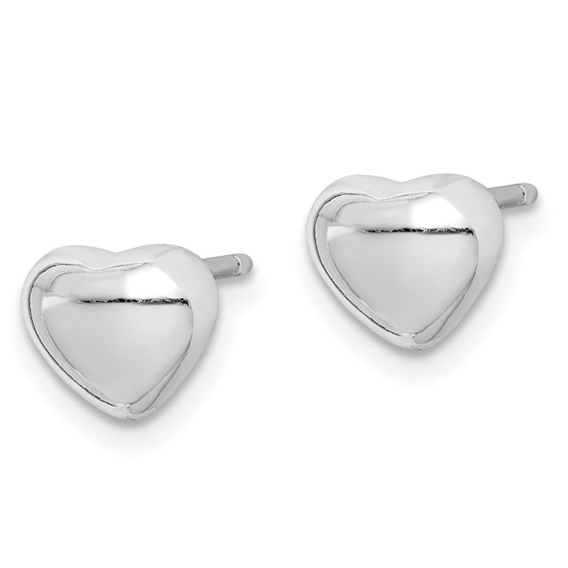 Sterling Silver Rhodium-Plated Heart Post Earrings