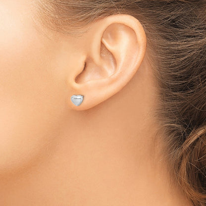 Sterling Silver Rhodium-Plated Heart Post Earrings