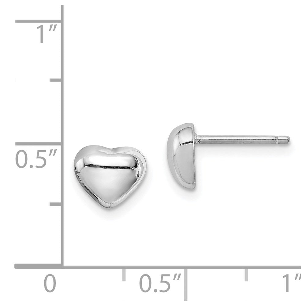 Sterling Silver Rhodium-Plated Heart Post Earrings