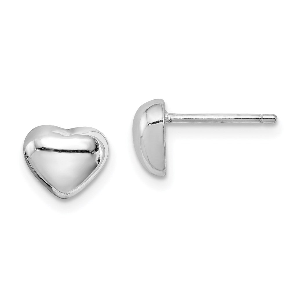 Sterling Silver Rhodium-Plated Heart Post Earrings