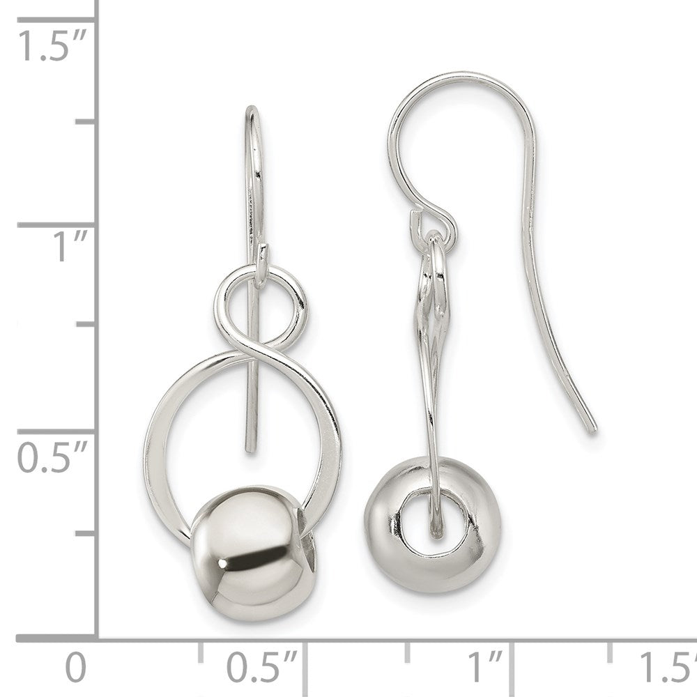 Sterling Silver Twist W/Bead Dangle Earrings