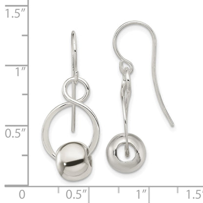 Sterling Silver Twist W/Bead Dangle Earrings