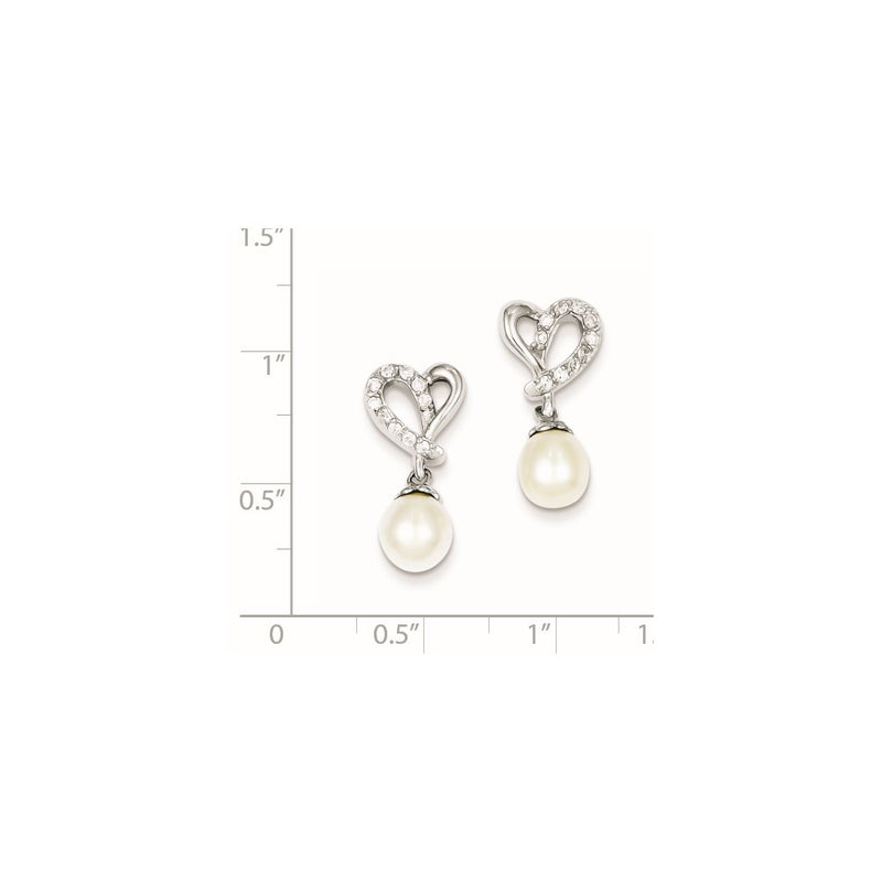 Sterling Silver Freshwater Cultured Pearl Cz Earrings