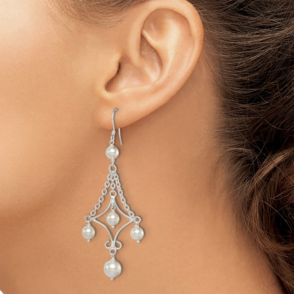 Sterling Silver Fw Cultured Pearl Dangle Earrings