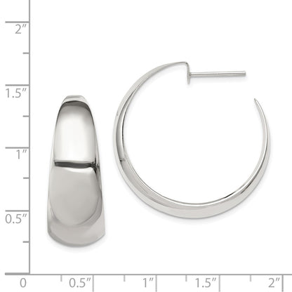 Sterling Silver Rhodium-Plated Fancy J-Hoop Post Earrings