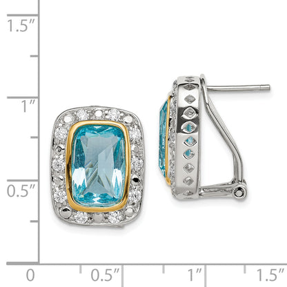 Sterling Silver Flash Gold-Plated Cz Omega Back Earrings