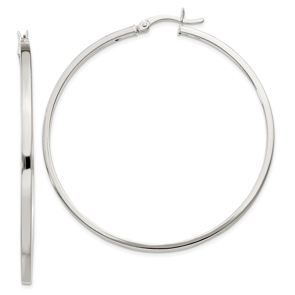 Sterling Silver 2.5X50mm Polished Hoop Earrings