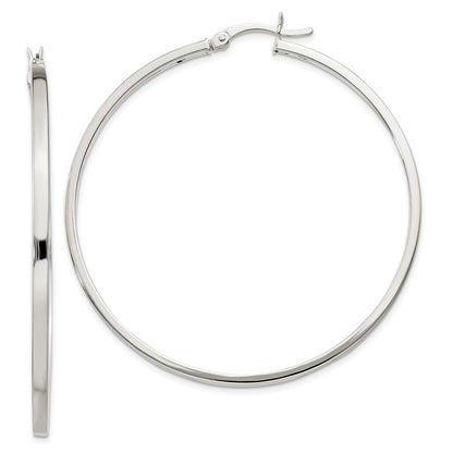 Sterling Silver 2.5X50mm Polished Hoop Earrings