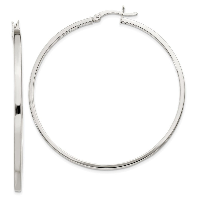Sterling Silver 2.5X50mm Polished Hoop Earrings