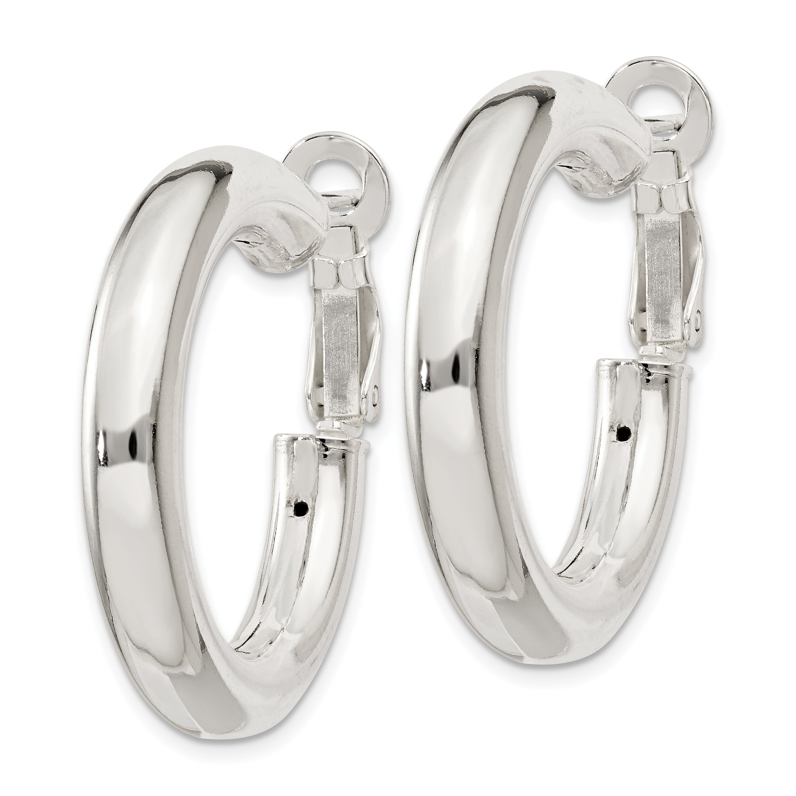 Sterling Silver 5X30mm Omega Back Hoop Earrings