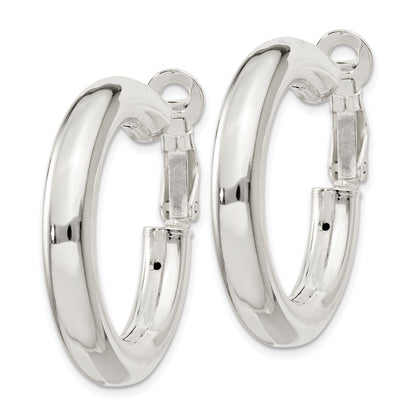 Sterling Silver 5X30mm Omega Back Hoop Earrings