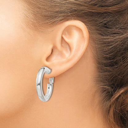 Sterling Silver 5X30mm Omega Back Hoop Earrings