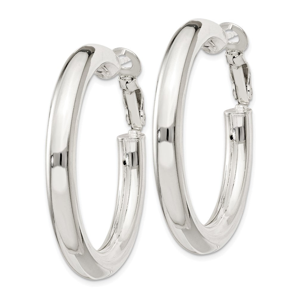 Sterling Silver 5X40mm Omega Back Hoop Earrings