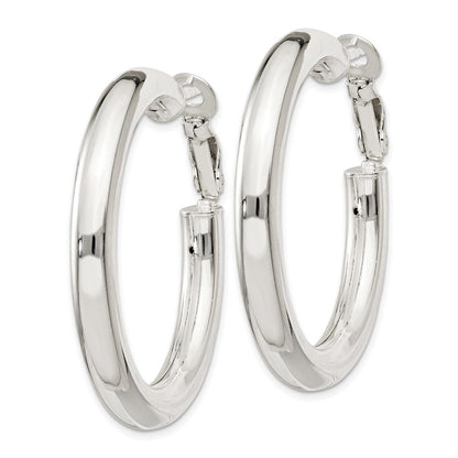 Sterling Silver 5X40mm Omega Back Hoop Earrings