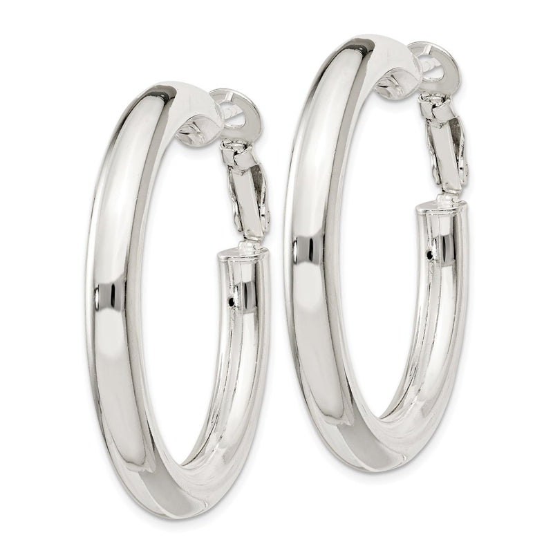 Sterling Silver 5X40mm Omega Back Hoop Earrings