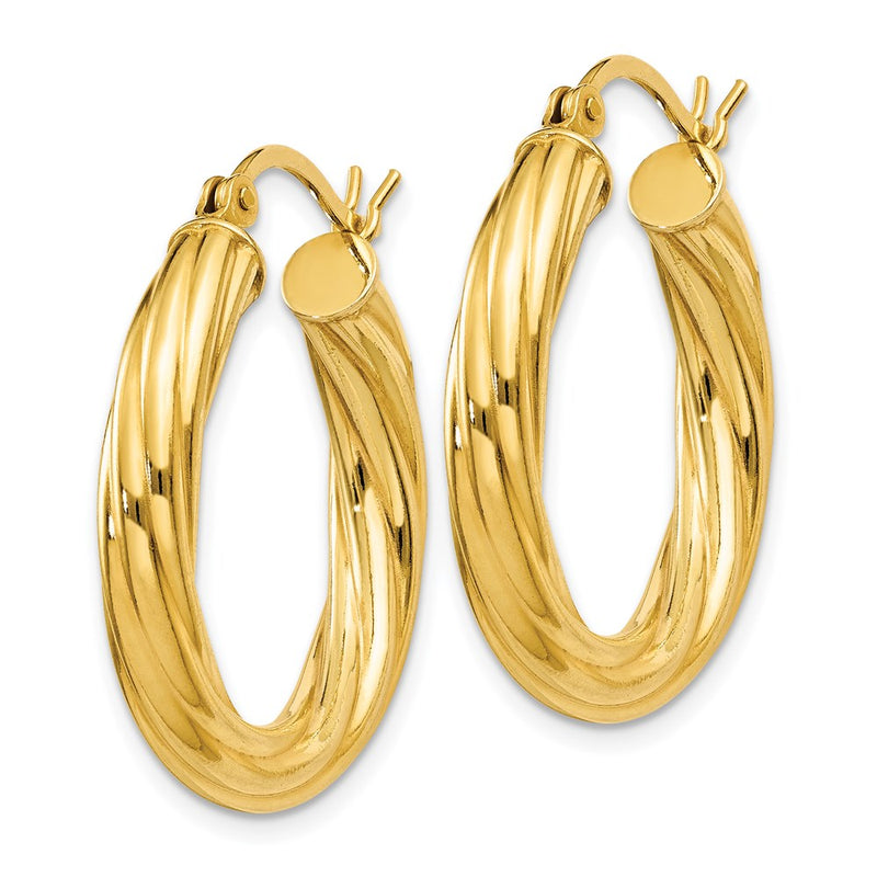 Sterling Silver Gold Flash Plated Twisted 4X25mm Hoop Earrings