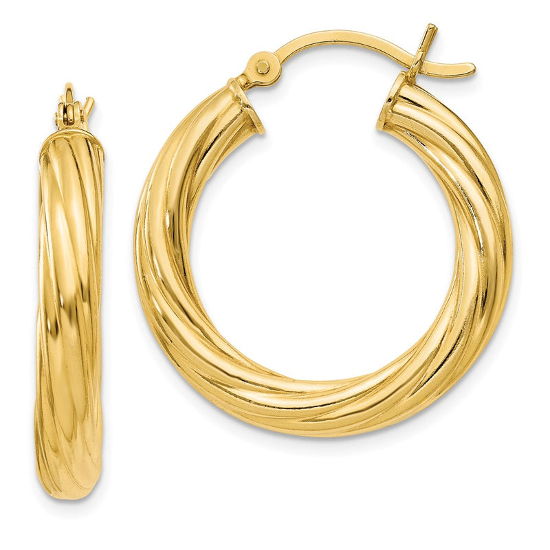 Sterling Silver Gold Flash Plated Twisted 4X25mm Hoop Earrings