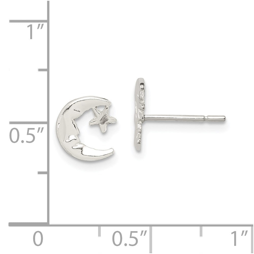 Sterling Silver Moon And Star Mini Earrings